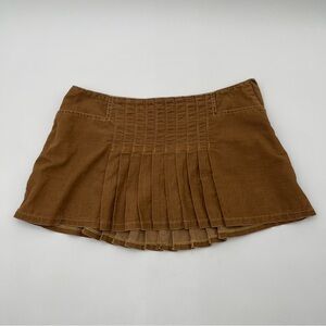 Abercrombie & Fitch Vtg RARE Y2K Mini Pleated Brown corduroy Preppy Mini Skirt 0